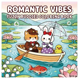 Copertina originale di un libro da colorare per bambini di 24 pagine con gatto e coniglio