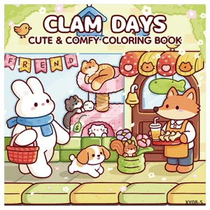 Vista dettagliata della copertina del libro da colorare con animali Clam Days