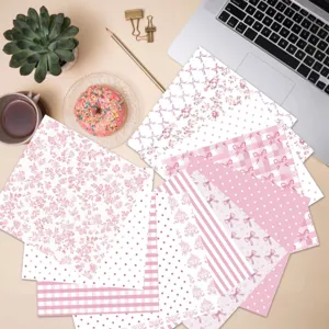 Premium collection of pink floral and patterned scrapbook papers for DIY craft and journaling