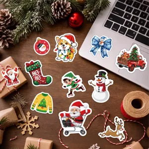 Variety of cute Christmas cartoon stickers for holiday decoration and DIY projects