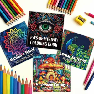 Set of 4 creative adult coloring books with mandala and animal patterns for stress relief
