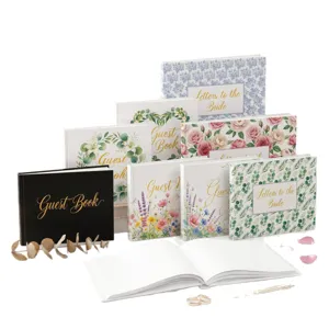 Elegante libro degli ospiti per matrimonio e set di quaderni per la sposa con doratura