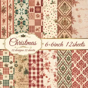 Detailansicht von 12 Vintage-Weihnachtspapieren für DIY Scrapbooking Format 15x15 cm