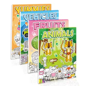 Foldable DIY Educational Coloring Book Cartoon Animal Fruit Vehicle Food Theme Paper Painting Book Origami Art Set for Kids