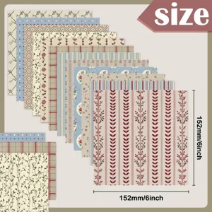 Detail showing 152mm square size of vintage floral scrapbooking background paper sheets