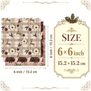 Detail showing 6x6 inch Christmas scrapbooking paper with watercolor floral and deer patterns
