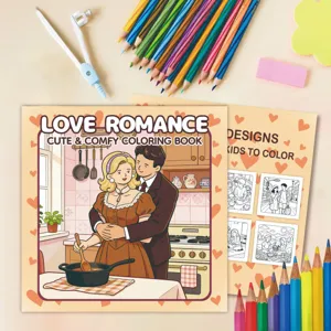 Love romance coloring book with 24 pages of original cute illustrations