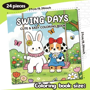 24-sheet cute cartoon animal coloring book for kids with 21cm square dimensions