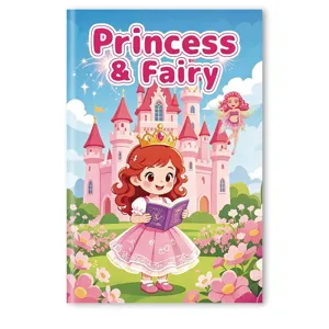 Detailed cover view of Princess and Fairy children's cartoon coloring book with castle