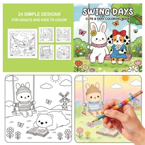 Detailed showcase of 24 cute animal coloring book designs featuring rabbits and bears