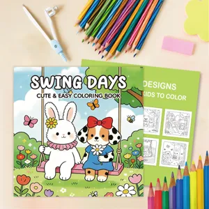 Detailed cover design of the 'Swing Days' cute and easy coloring book for children