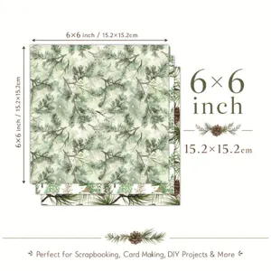 6x6 inch watercolor Christmas pine scrapbooking paper for DIY projects and card making