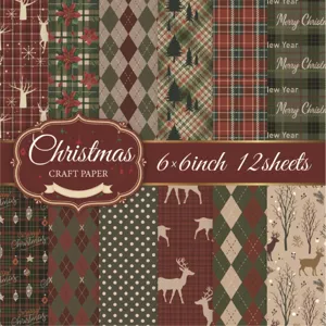 Vintage Christmas DIY Scrapbook Craft Paper Floral Reindeer Pattern Material For Card Making Journal Decoration Gift