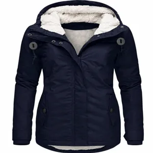 Verdichtete warme Damen Winter Kapuzenparka Jacke mit Plüschfutter für kalte Tage.