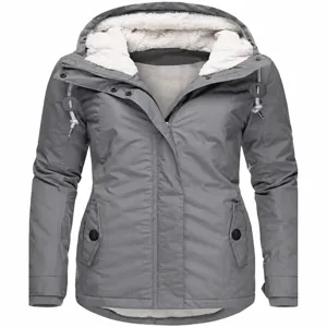 Damen Winter dicker warmer fleece gefütterter Kapuzen Parka Jacke taillierter Mantel