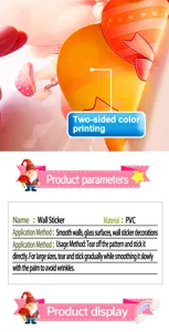 Detailed PVC wall sticker specifications for Valentine's Day heart decorations