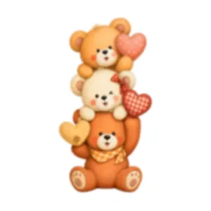 Decorative cartoon stacked bears wall stickers with hearts for Valentine Day room layout