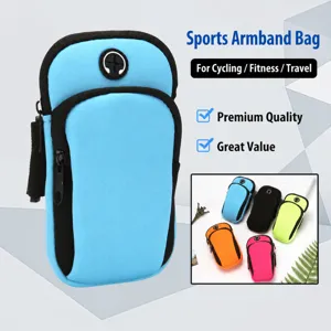 Brazalete deportivo impermeable para correr, fitness y exterior con conector para auriculares.