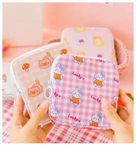 Portable sanitary napkin storage bag cute cartoon portable zipper coin purse organizer pouch