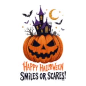 Gruseliger Halloween Kürbis Fensteraufkleber mit Geisterschloss und festlichem Design