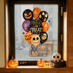 Vetrofanie statiche Halloween con palloncini fantasmi e teschi per decorazioni.