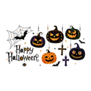 Halloween raamstickers set pompoen vleermuis kruis voor feestelijke glasdecoratie