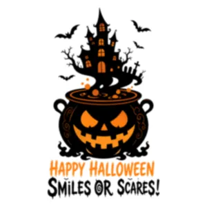 Στατικό αυτοκόλλητο παραθύρου Halloween με καζάνι κολοκύθας και στοιχειωμένο κάστρο