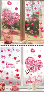Affichage détaillé d'autocollants de fenêtre romantiques à cœurs roses pour la Saint-Valentin