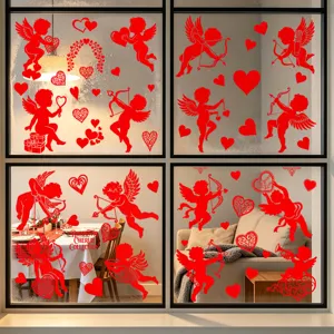 Rote Amor und Herz Valentinstag statische Fensteraufkleber für Haus und Laden