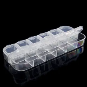 Boite de rangement en plastique transparent a 12 grilles avec couvercles pour petits objets.