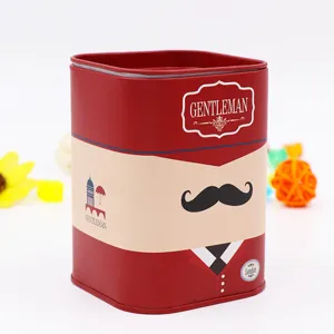 Caja de lata metalica cuadrada con diseno de caballero britanico alcancia lapicero
