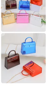Borsa a mano mini gelatina trasparente elegante borsa a tracolla catena PVC pochette da donna