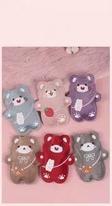 Cute plush hot water bag, portable winter hand warmer with cute cartoon bear designs for warmth.