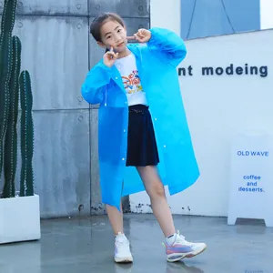 Children Solid Color Hooded Raincoat Waterproof Long Sleeve Rain Poncho Outdoor Travel Rainy Day Rainwear