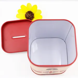 Square metal tin piggy bank British gentleman style storage jar savings box pen holder tinplate