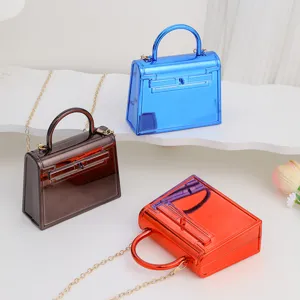 Mini borsa a tracolla Kelly metallica lucida, elegante borsa da sera alla moda con catena.