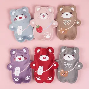 Cartoon Plush Water Injection Hot Water Bag Cute Bear Rabbit Warm Hand Abdomen Heat Pad Winter Warming Pouch