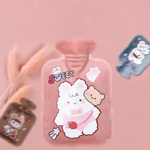 Cute plush hot water bottle mini cartoon hand warmer soft cover warm bag for winter use