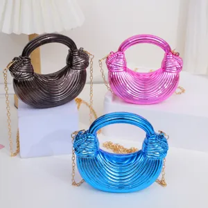 Acrylic Fashion Dumpling Chain Bag Glossy Crossbody Handbag for Women Trendy Stylish Purse