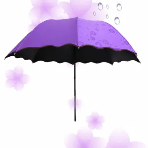Parapluie pliante magique à changement de couleur protection solaire anti UV revêtement noir