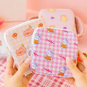 Portable cute sanitary napkin storage bag cute cartoon zipper pouch daily organizer bag