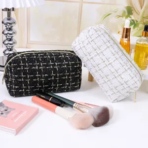 Koreanischer Stil Tweed Kosmetiktasche große Kapazität tragbare Make-up Tasche für Reise