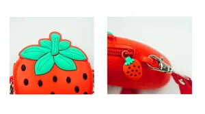 Niedliche Erdbeere Silikon Umhängetasche und Geldbörse für Kinder, mini leichte Tasche.