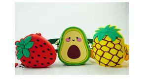Kinder süße Silikon Frucht Umhängetasche Erdbeere Avocado Ananas Mini Schulter Geldbörse