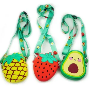 Kinder Süße Frucht Silikon Umhängetasche Erdbeere Ananas Avocado Mini Münzbeutel Schulter Brieftasche Kinder Geschenk
