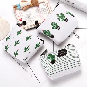 Portamonete Triangolare in Tela Creativo con Motivo Cactus Fresco Pochette con Zip Borsa per Chiavi Borsetta