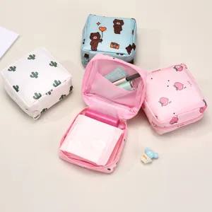 Portable sanitary pad storage pouch cute cartoon travel period bag for women and girls