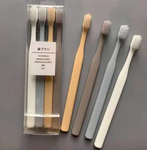 Macaron style soft bristle toothbrushes set of 4 household thin head daily oral care tools