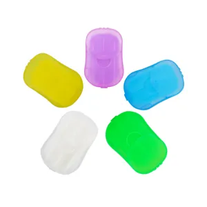 Portable travel disposable paper soap boxes, mini hand washing soap flakes for outdoor use.