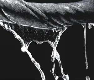 Primo piano che mostra forte assorbimento d'acqua e trama densa delle fibre del panno pulito.